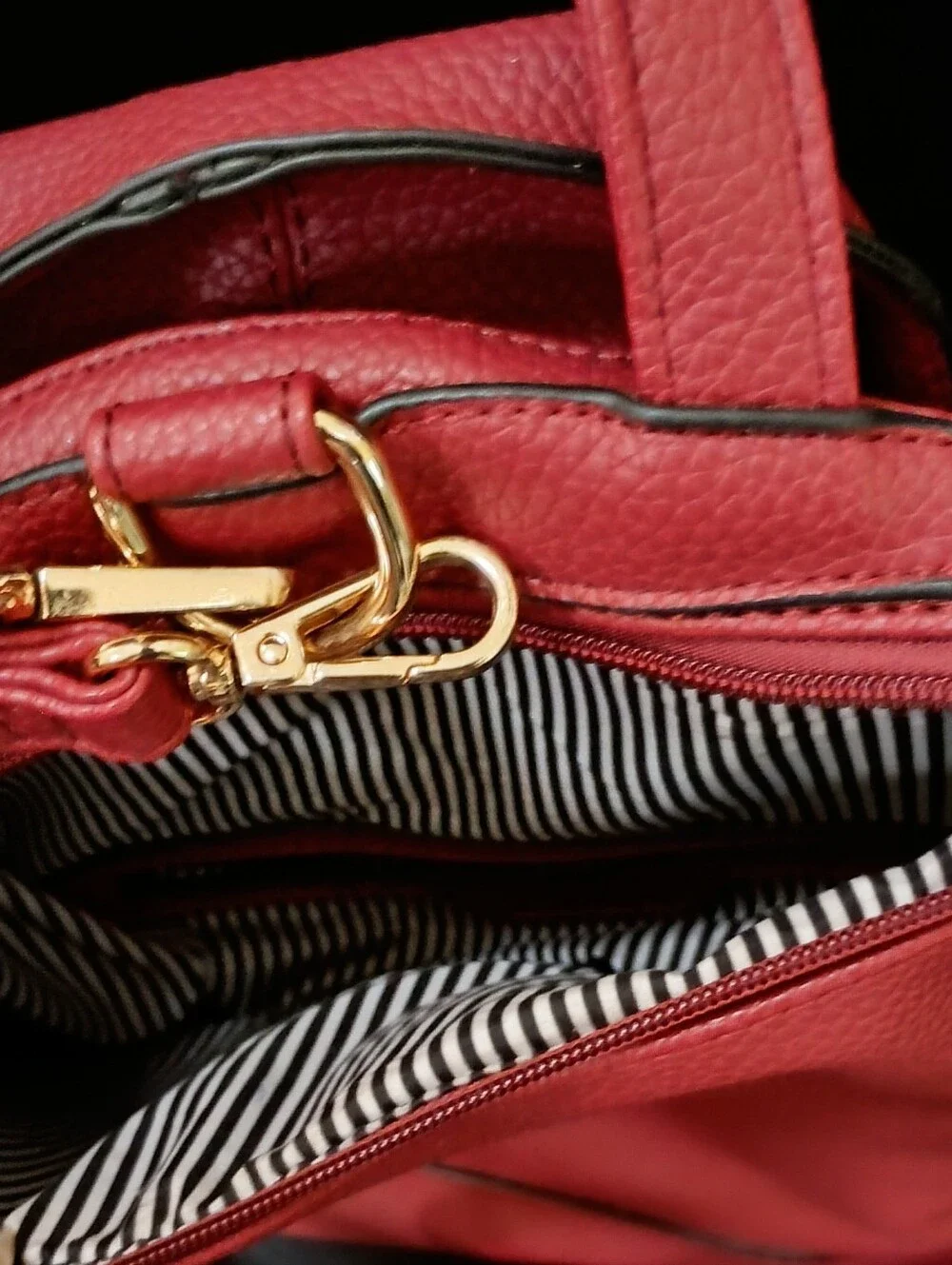 Fringed Faux Leather Moto Tote Bag in Red